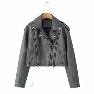 Veste de moto en similicuir pour femme