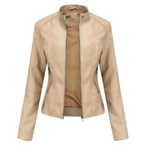 Veste en cuir col montant