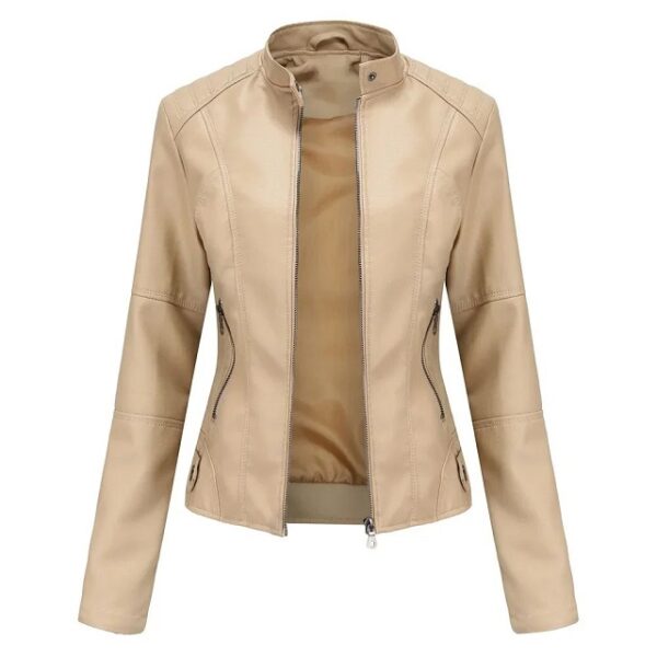 Veste en cuir col montant